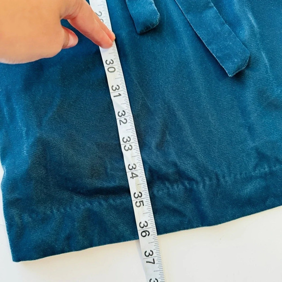 Ann Taylor Velvet Belted Shift Dress Dark Teal Blue Size 4P - Picture 8 of 15